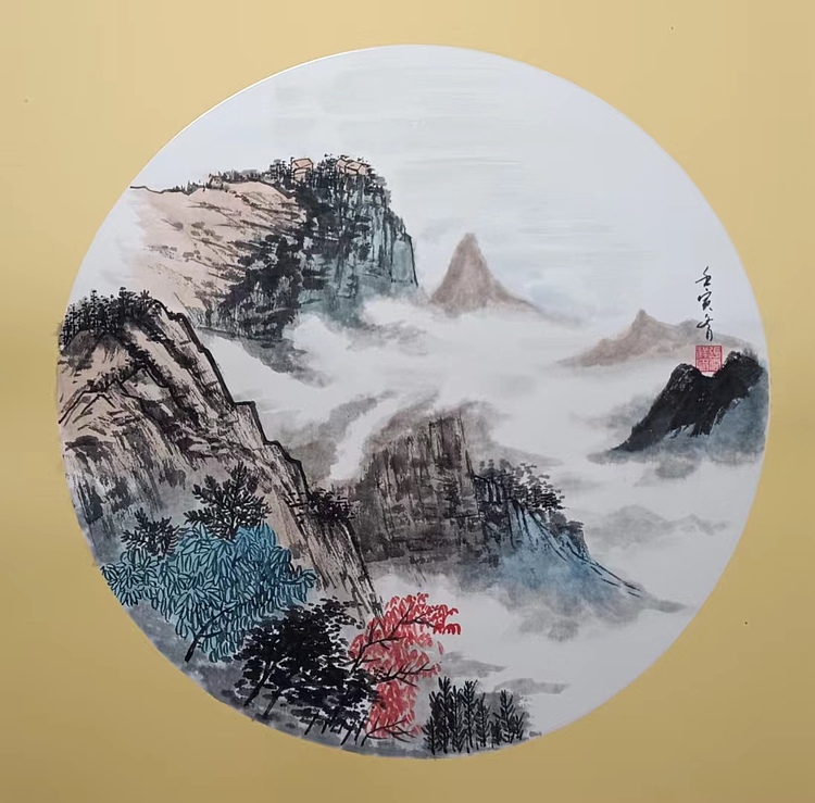 云海松涛 山水团扇六连幅