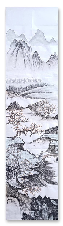云海松涛 山水四条屏