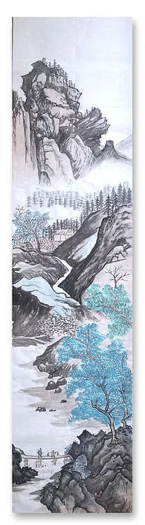 云海松涛 山水四条屏