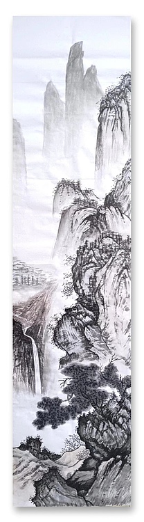 云海松涛 山水四条屏