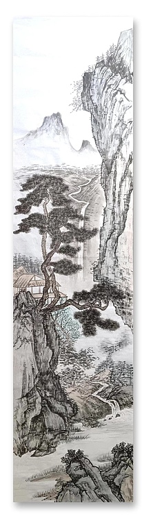 云海松涛 山水四条屏