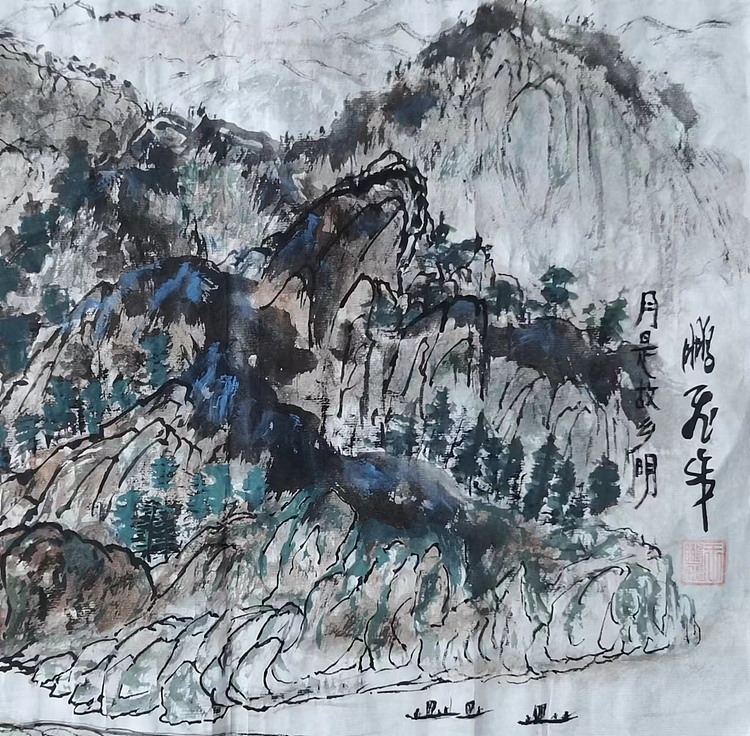 职业书画家 羽翔 月是故乡明