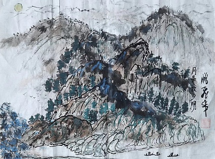 职业书画家 羽翔 月是故乡明