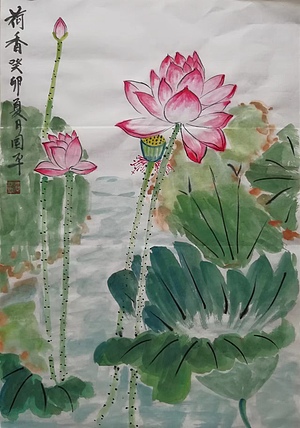 贺国平 国画（荷花）