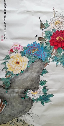 贺国平 国画（富贵白头）
