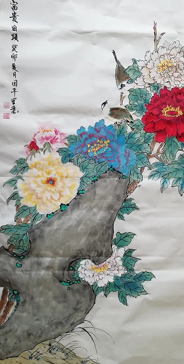 贺国平 国画（富贵白头）