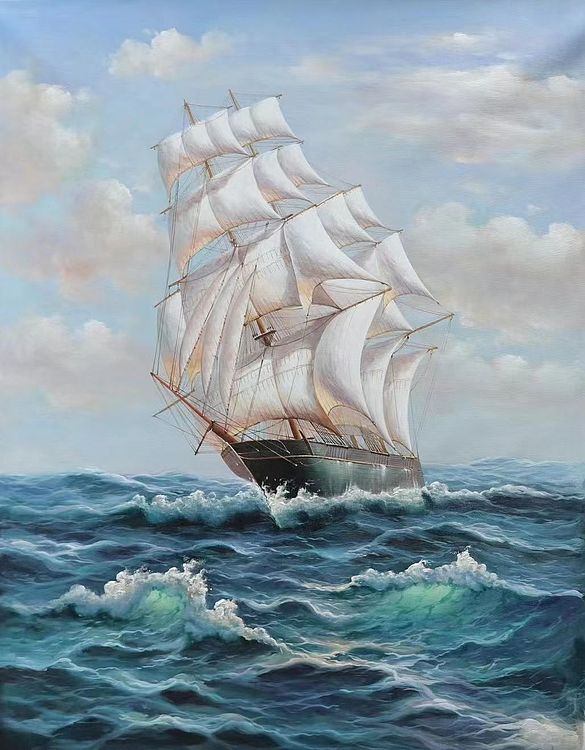 胡冰 油画《一帆风顺》75x95cm