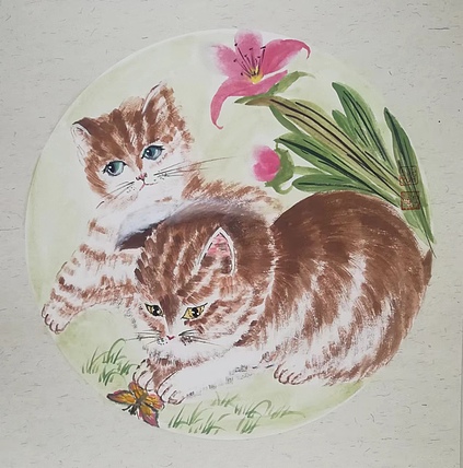 贺国平 国画（可爱的猫咪）