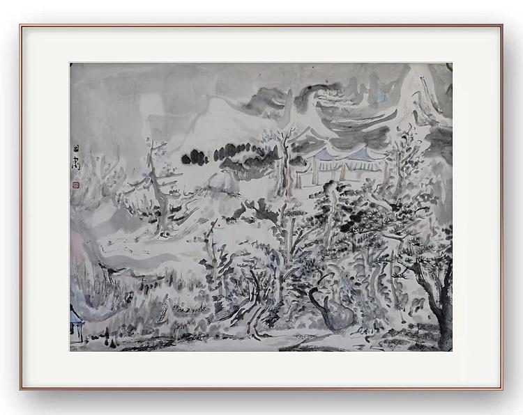画院研究员 中国画学会理事 中国艺术研究院贾又福山水画工作室 田肃 精品山水作品