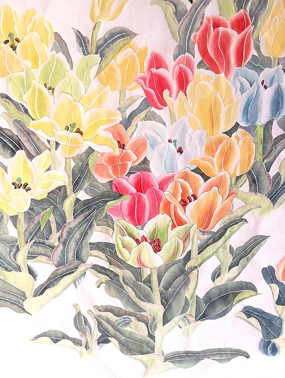 湖北美术学院艺术硕士 李林 郁金香工笔