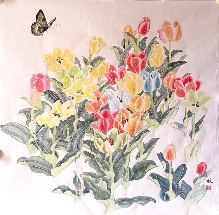 湖北美术学院艺术硕士 李林 郁金香工笔