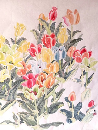 湖北美术学院艺术硕士 李林 郁金香工笔
