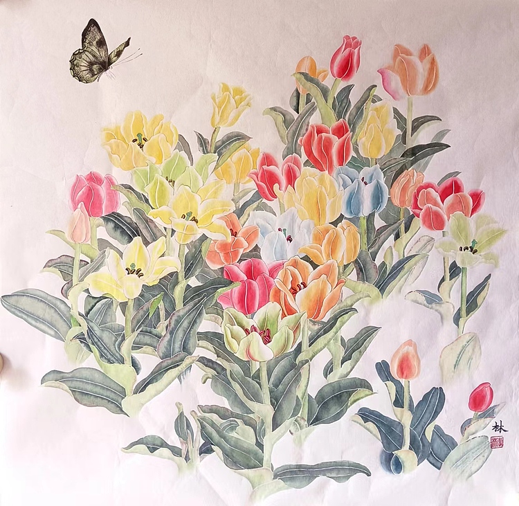 湖北美术学院艺术硕士 李林 郁金香工笔