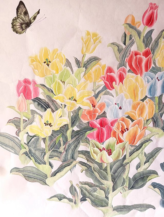 湖北美术学院艺术硕士 李林 郁金香工笔