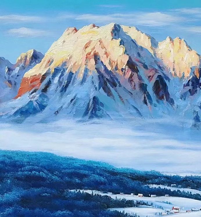 胡冰 胡冰 油画《雪山》70x180cm