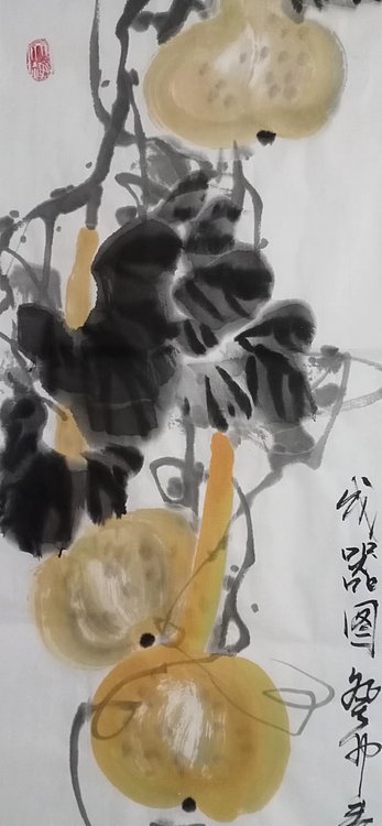 中国老年书画研究会会员 张宝霞 田园三条屏