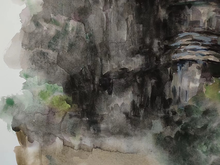 青年书画家 李双 水彩&mdash;&mdash;崖