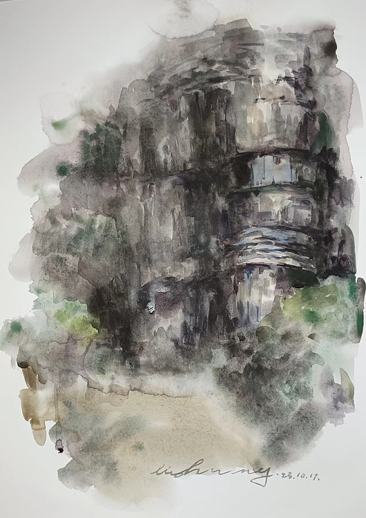 青年书画家 李双 水彩&mdash;&mdash;崖