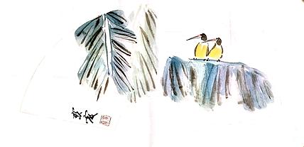 中国老年书画研究会会员 张宝霞 芭蕉扇面