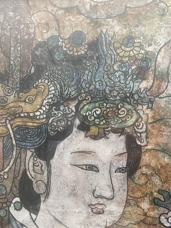 李红英 岩彩画《灵芝玉女》山东女书画家协会