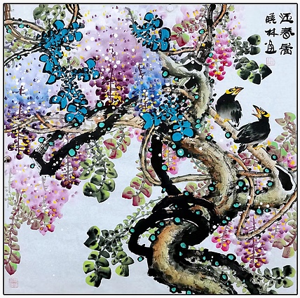 高晓林 （4385）国家一级美术师江苏省美协会员大尺幅斗方《迎春图》