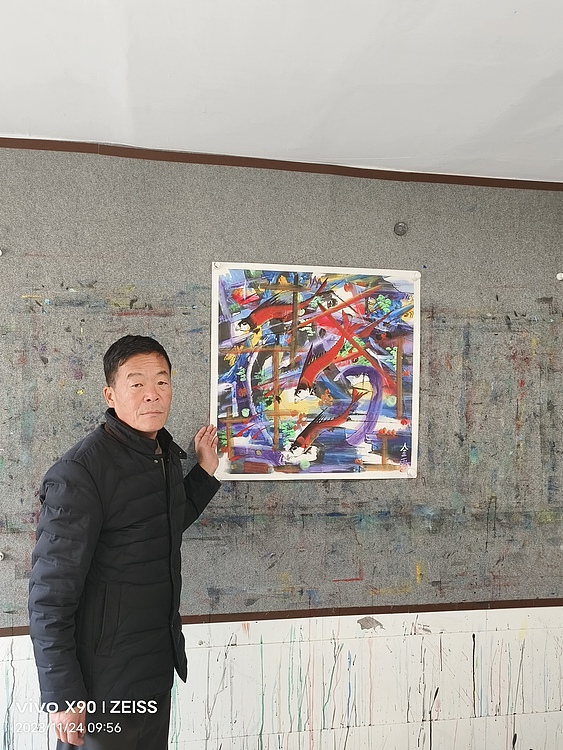 著名画家石齐学生 何金雨 精品国画（带合影）