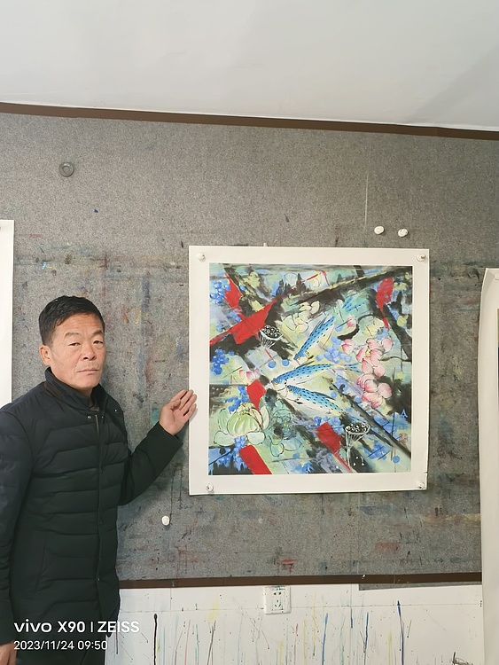 著名画家石齐学生 何金雨 精品国画（带合影）