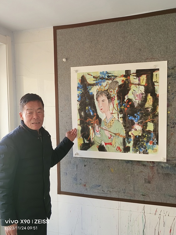 著名画家石齐学生 何金雨 精品国画（带合影）