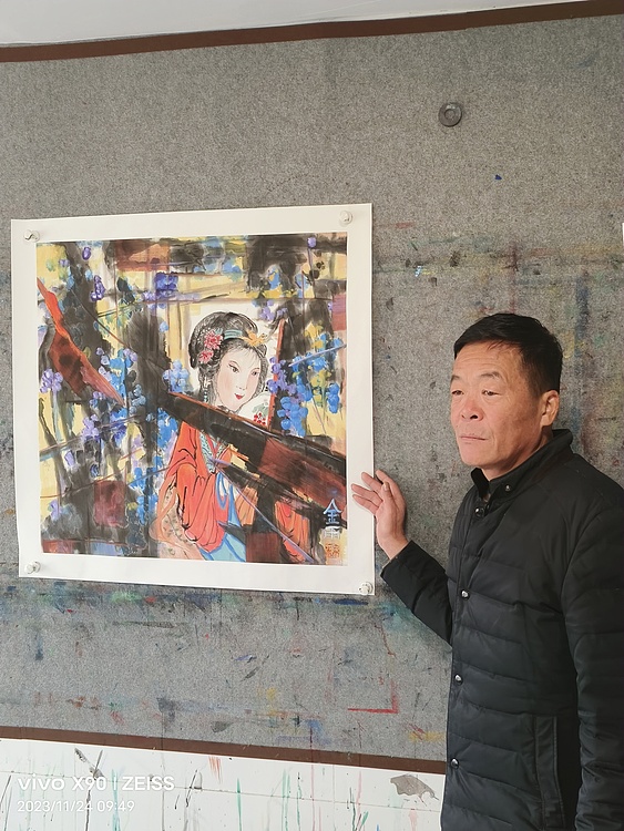 著名画家石齐学生 何金雨 精品国画（带合影）