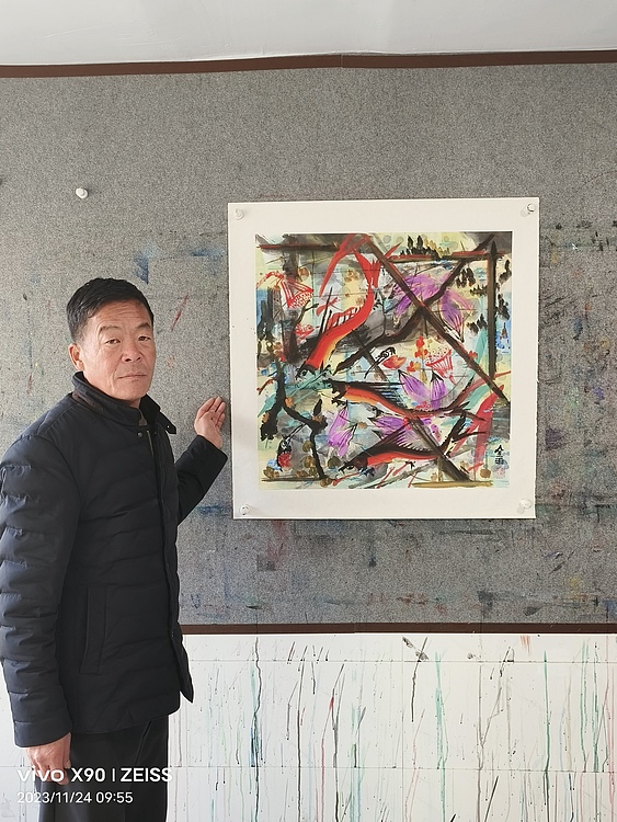 著名画家石齐学生 何金雨 精品国画（带合影）