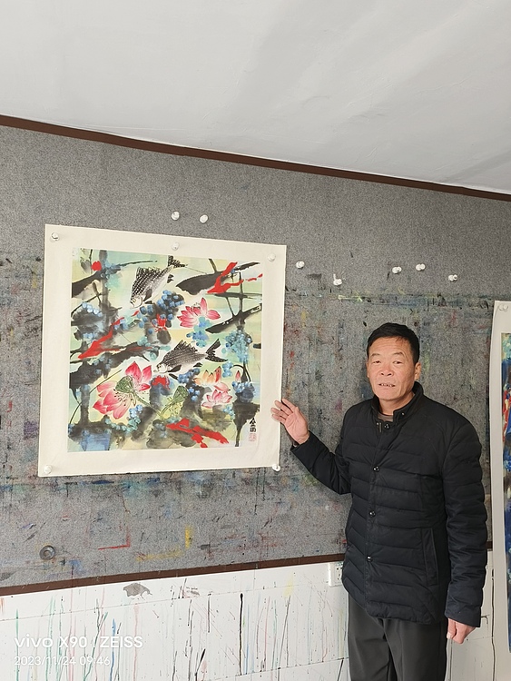 著名画家石齐学生 何金雨 精品国画（带合影）
