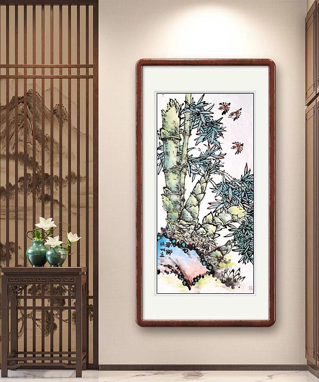 高晓林 （3410）国家一级美术师，江苏省美协会员，双勾中堂《劲节》