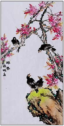 高晓林 （3883）国家一级美术师江苏省美协会员，玄关画《醉春》