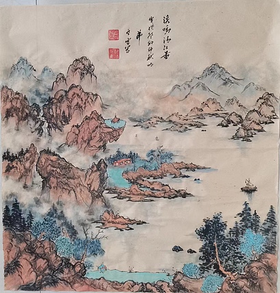 胡强 中华海峡国画研究会常务理事 特聘职业书画家 空靈 溪鸣清江图
