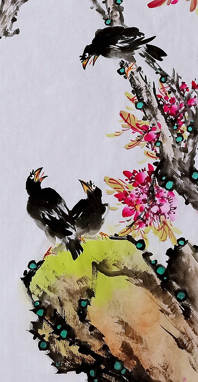 高晓林 （3883）国家一级美术师江苏省美协会员，玄关画《醉春》