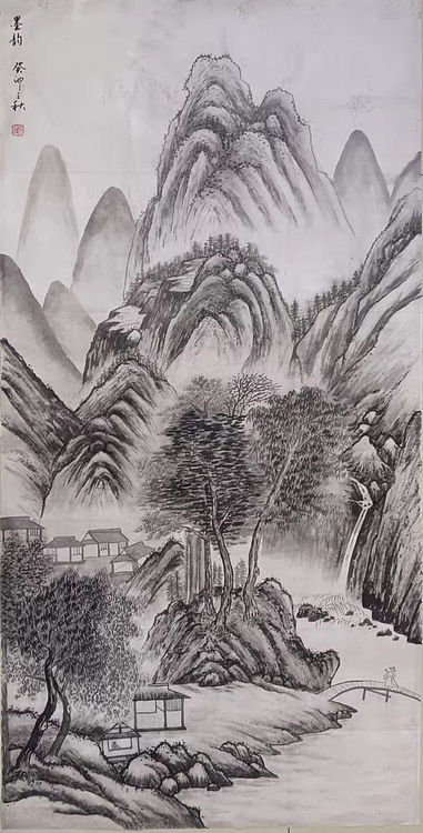 云海松涛 仿古国画 墨韵