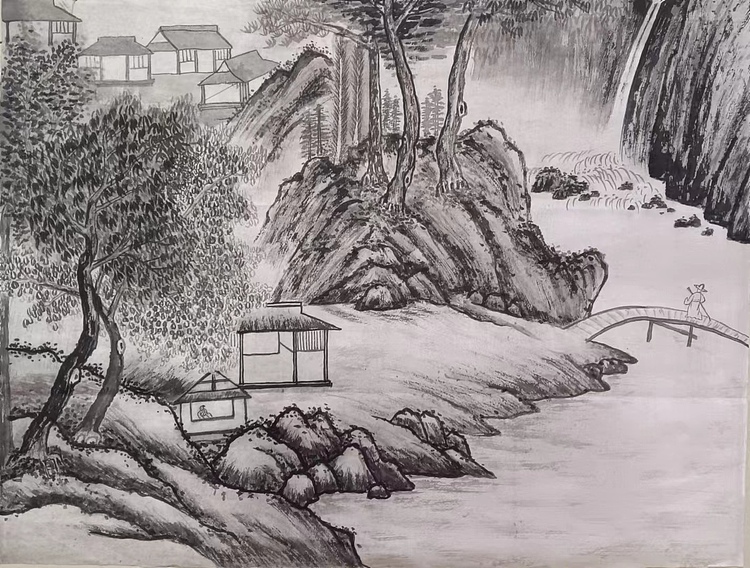 云海松涛 仿古国画 墨韵