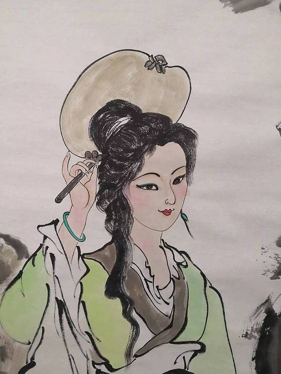 粟承志 执扇仕女