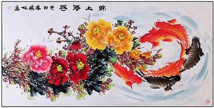 高晓林 （4408）国家一级美术师，江苏省美协会员厅堂画《锦上添花》