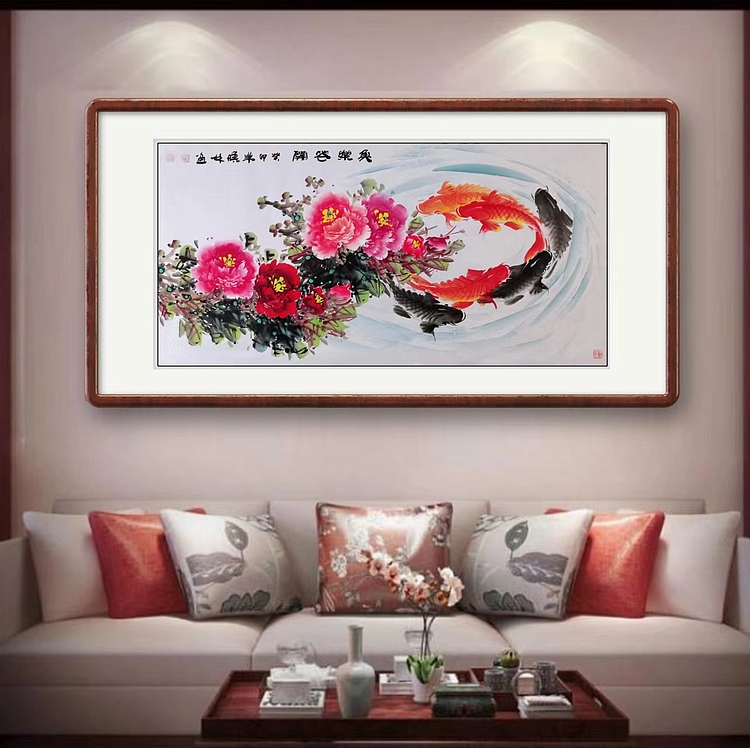 高晓林 （4410）国家一级美术师，江苏省美协会员厅堂画《鱼乐花开》