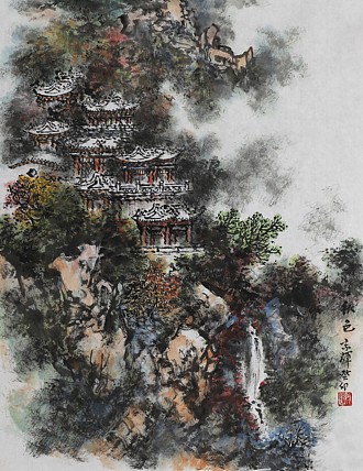 中国写意楼阁山水画派传承人 宋京辉 精品山水