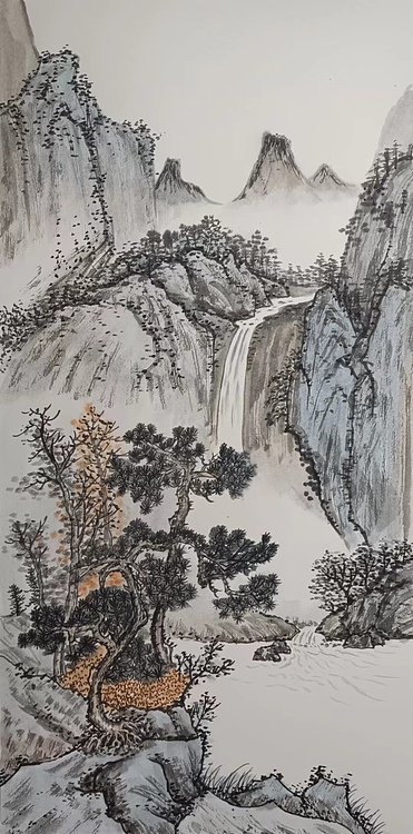 云海松涛 仿陈少梅画四连幅