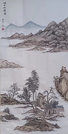 云海松涛 仿古画 湖山水榭图
