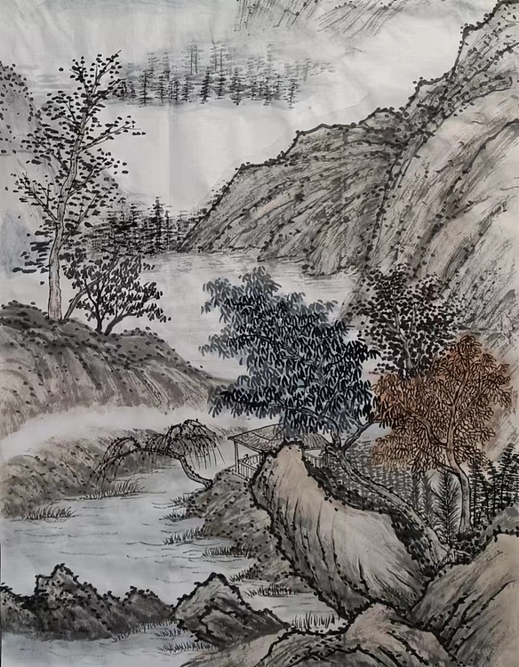 云海松涛 仿古画 吴山草亭图