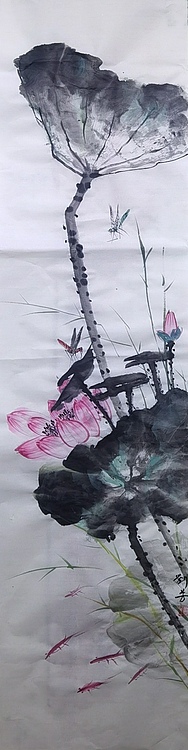 荷花四条屏