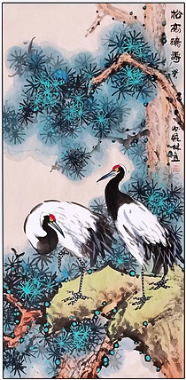 高晓林 （4449）国家一级美术师，江苏省美协会员《松高鹤寿》