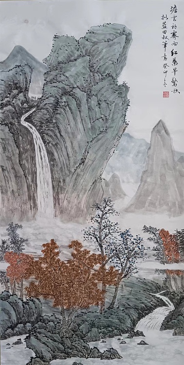 云海松涛 国画淡云初霁雨