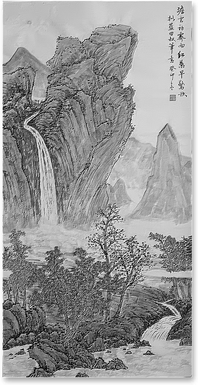 云海松涛 国画淡云初霁雨