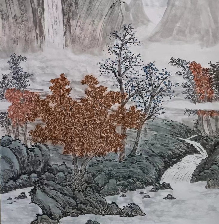 云海松涛 国画淡云初霁雨