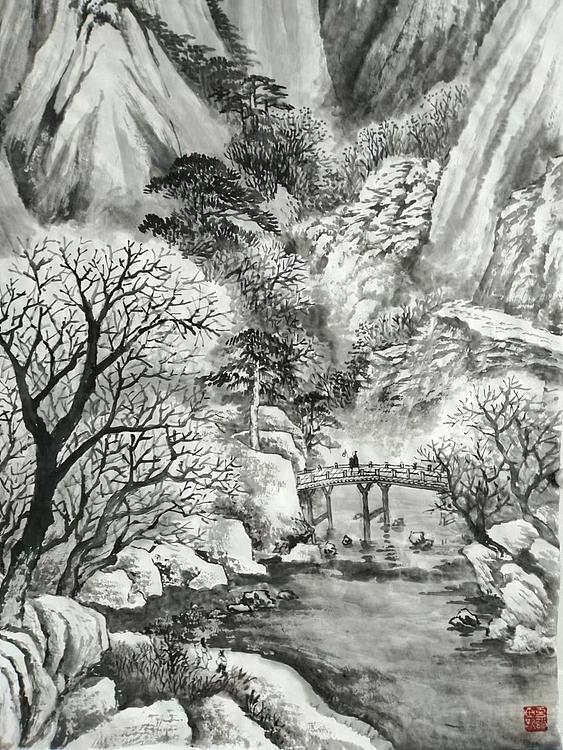 职业书画家 于恩沛 雪岭访友